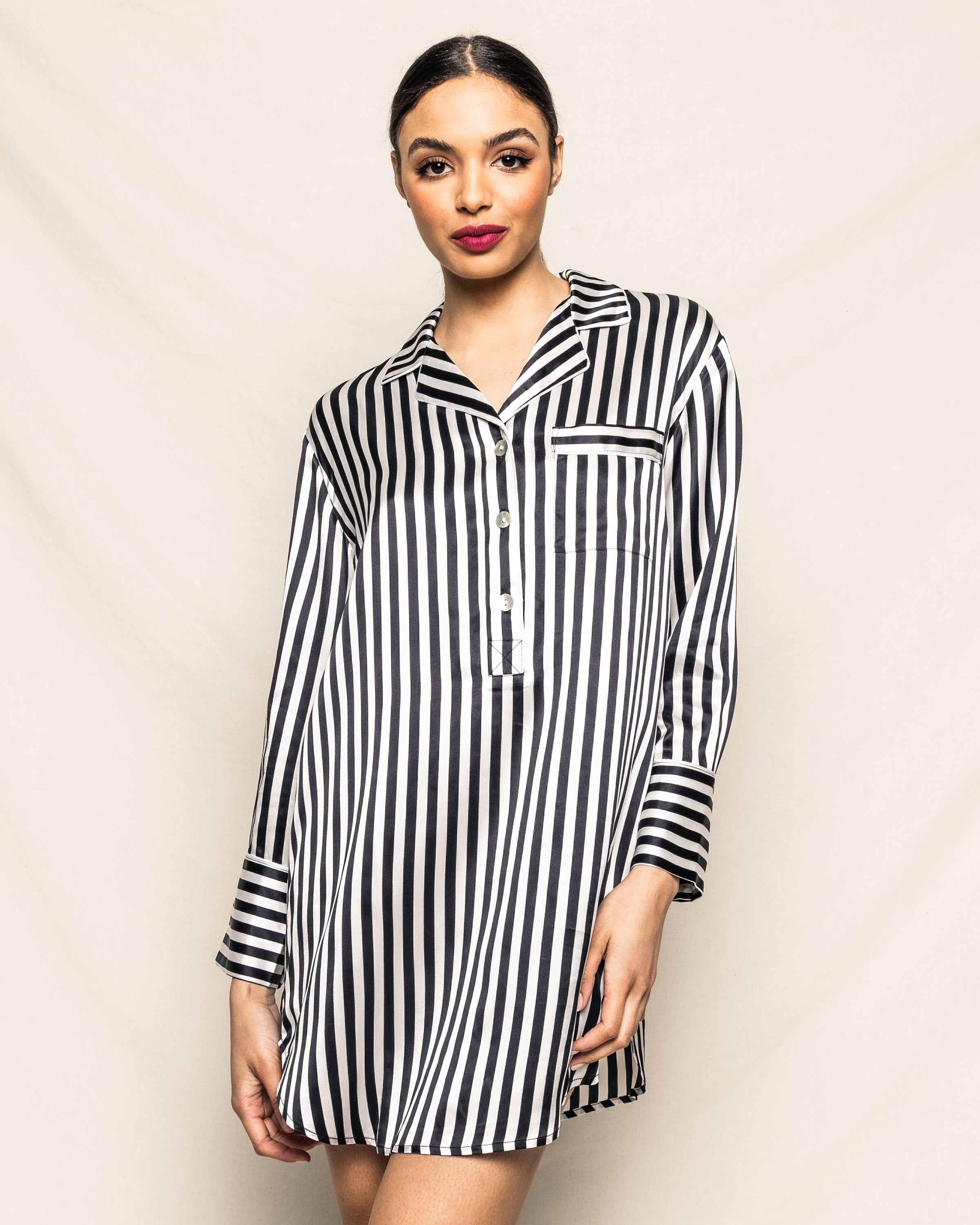 Women's Silk Nightshirt in Bengal Stripe