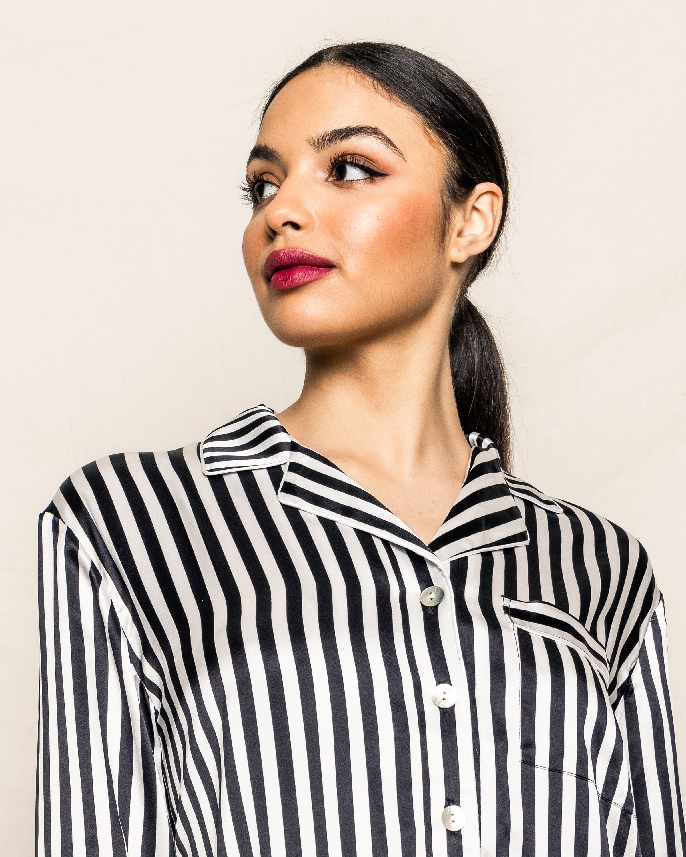 Women's Silk Nightshirt in Bengal Stripe