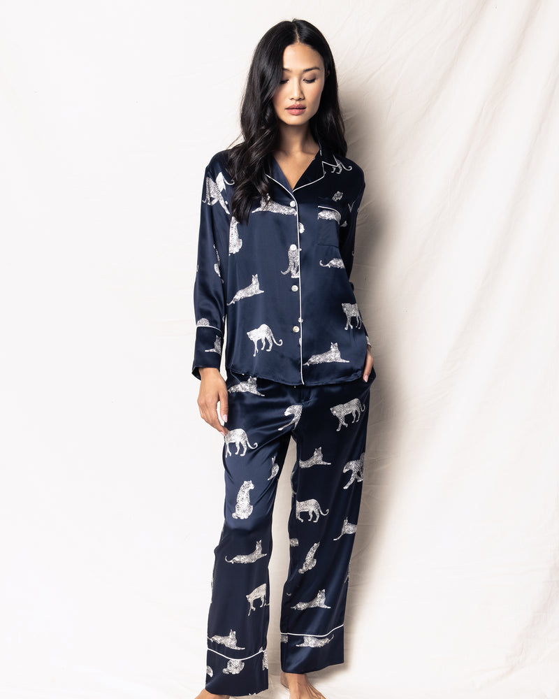 Women's Silk Pajama Set in Panthère de Nuit – Petite Plume