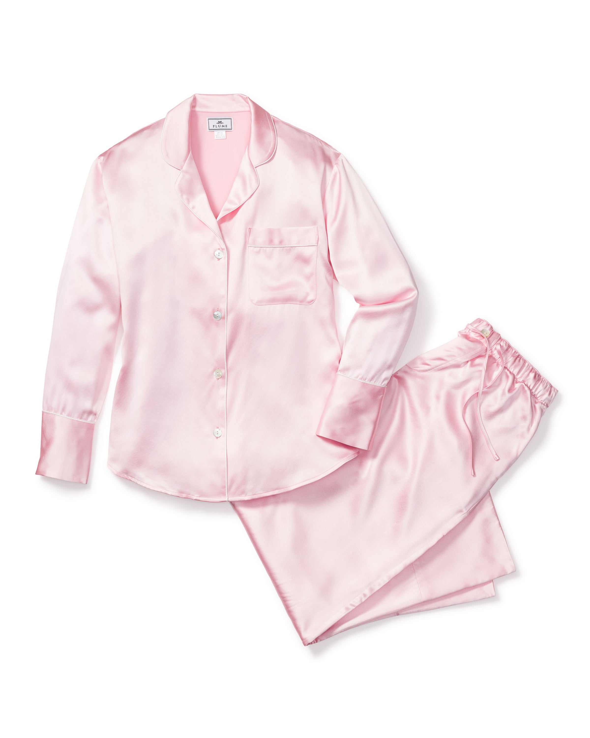 Powder pink silk pyjama set