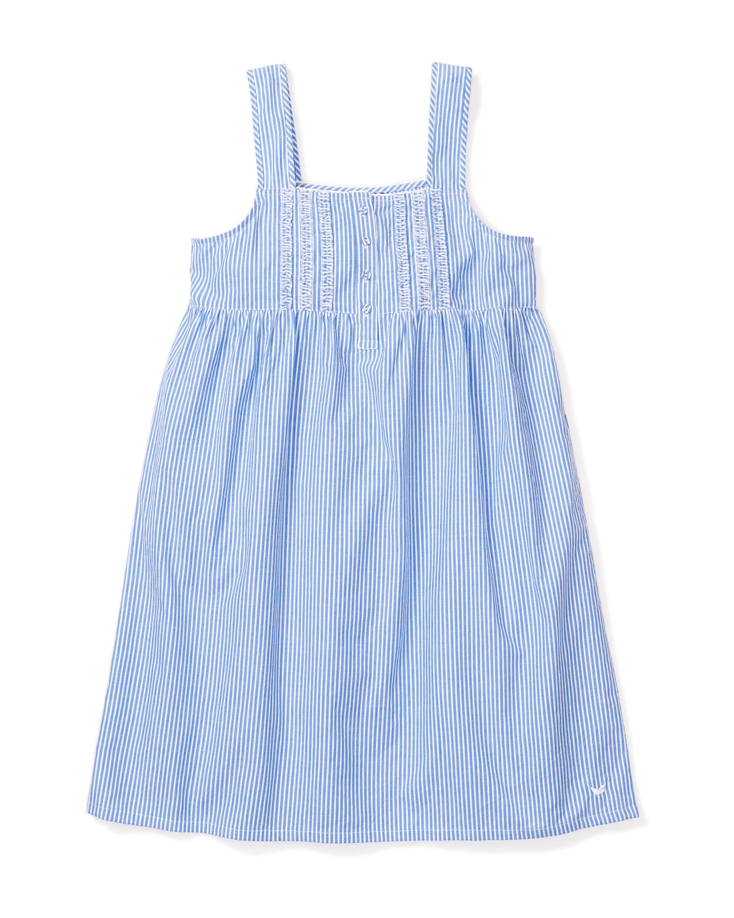 Women's Twill Charlotte Nightgown in French Blue Seersucker