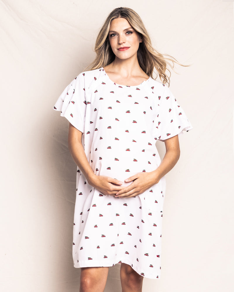 Women's White Holiday Journey Hospital Gown