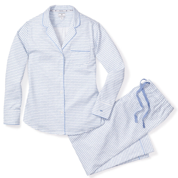 Light Blue Medium Stripe Linen Pyjama Amelia - LinenMe