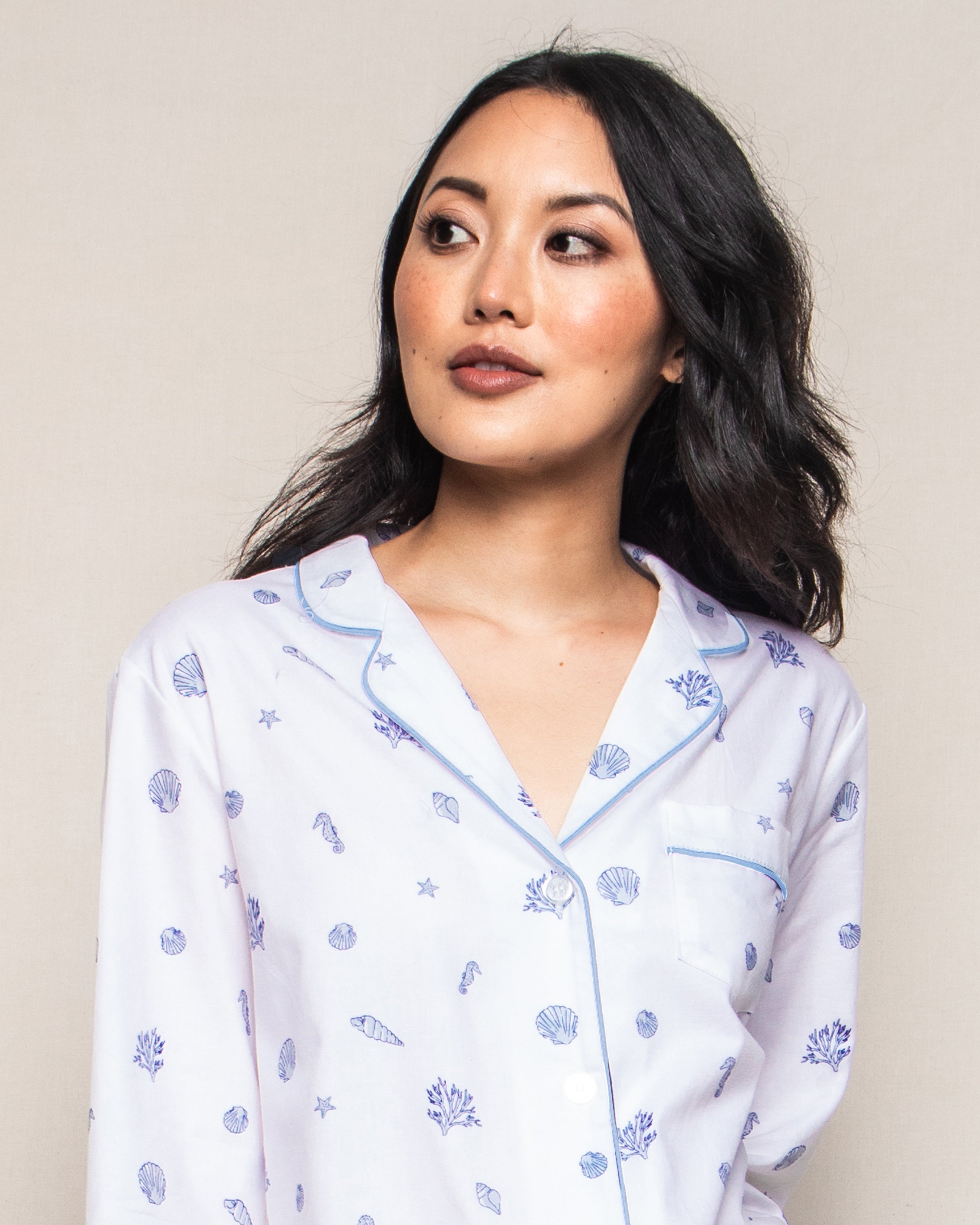 Women's Twill Pajama Set in Suffolk Seashells