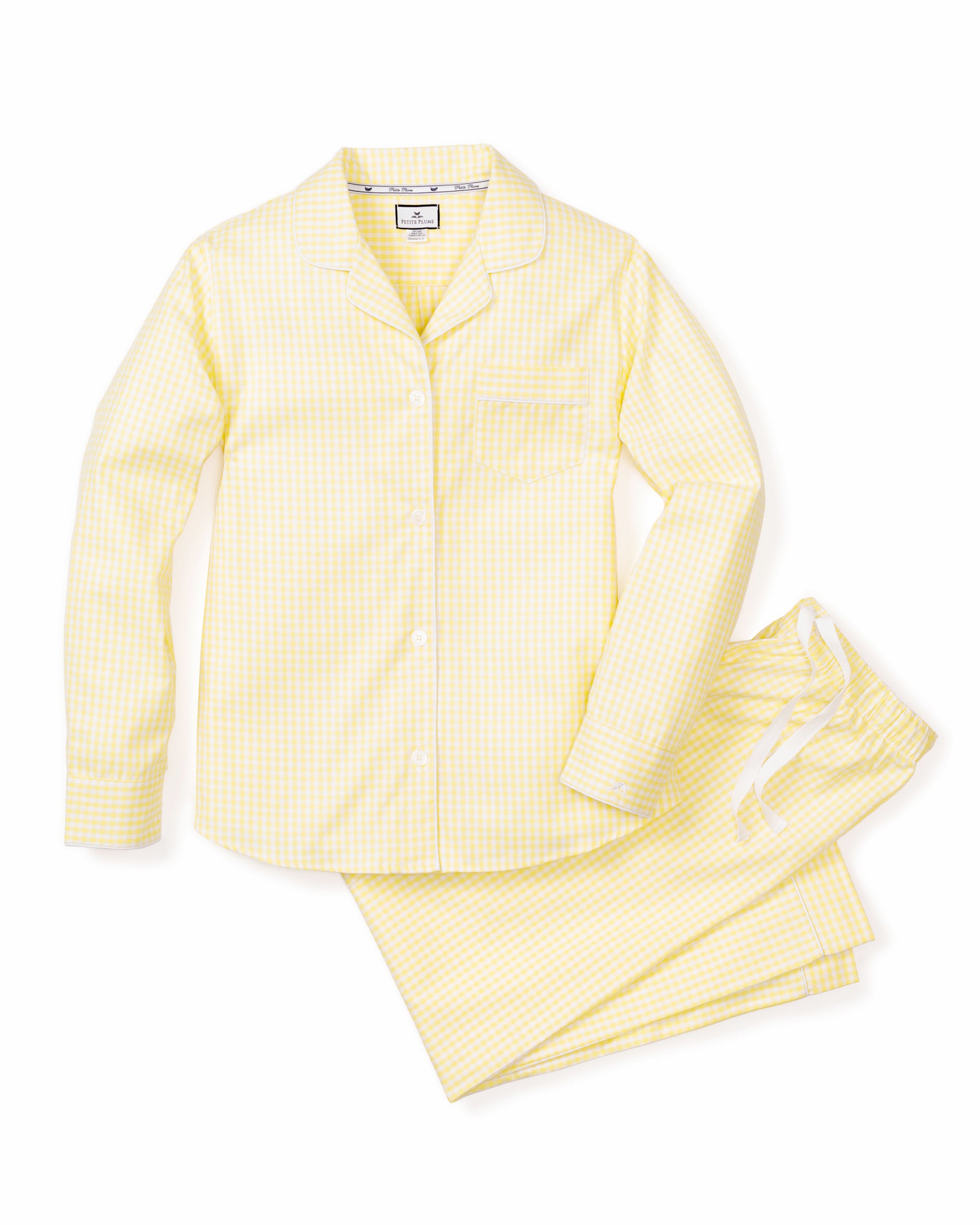 Women's Twill Pajama Set in Yellow Gingham