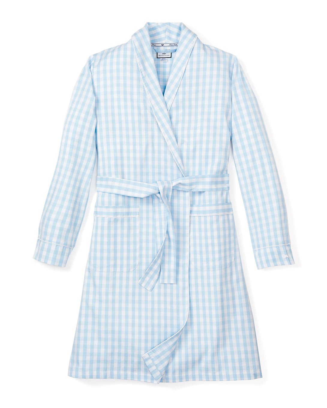 Women's Twill Robe in Light Blue Gingham