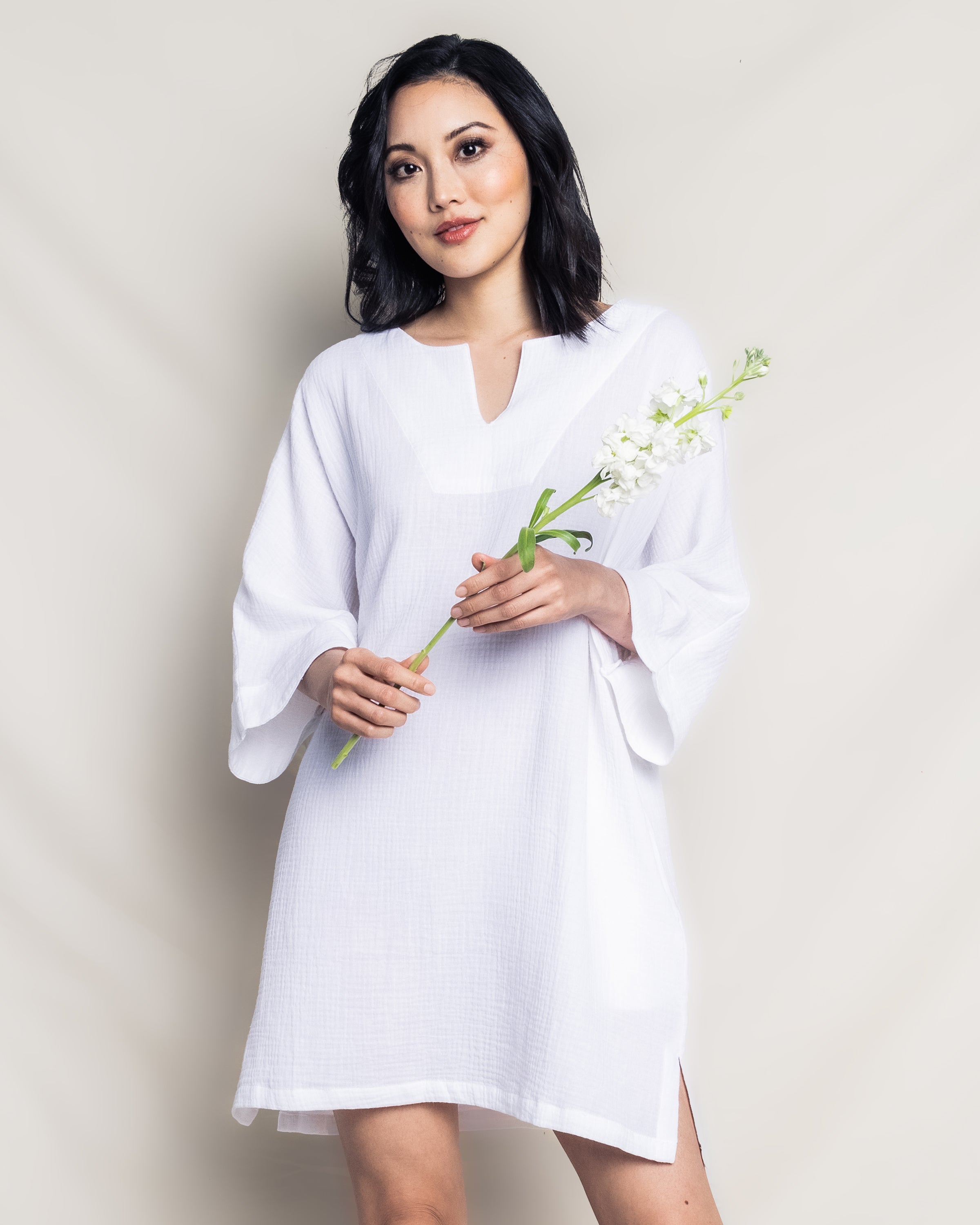 Women's Gauze Short Caftan in White