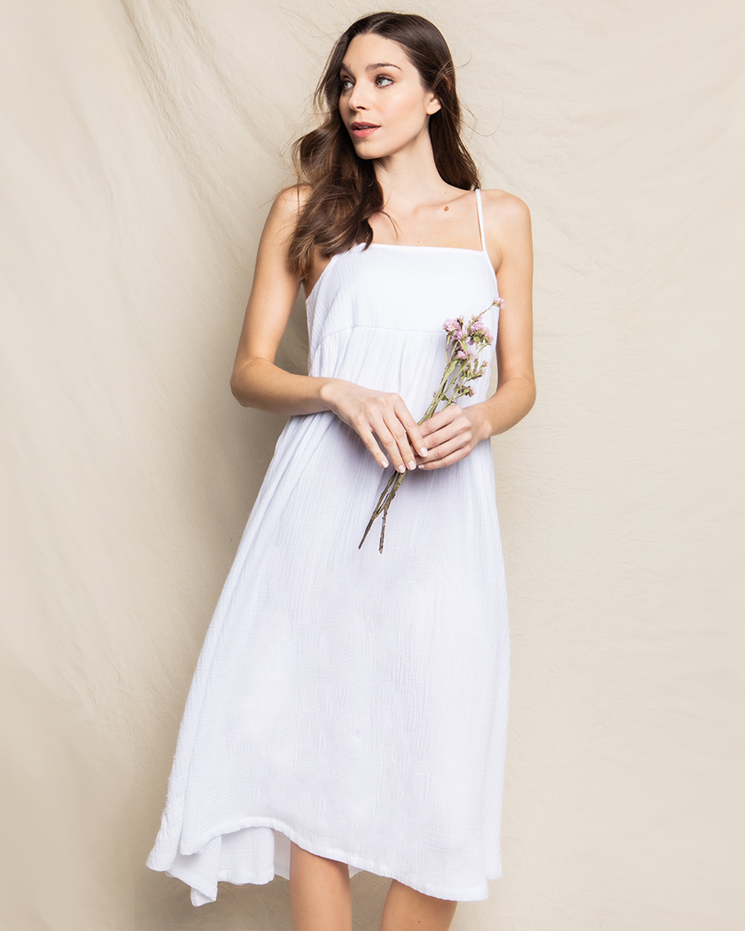 Women's Gauze Serene Lounge Dress in White