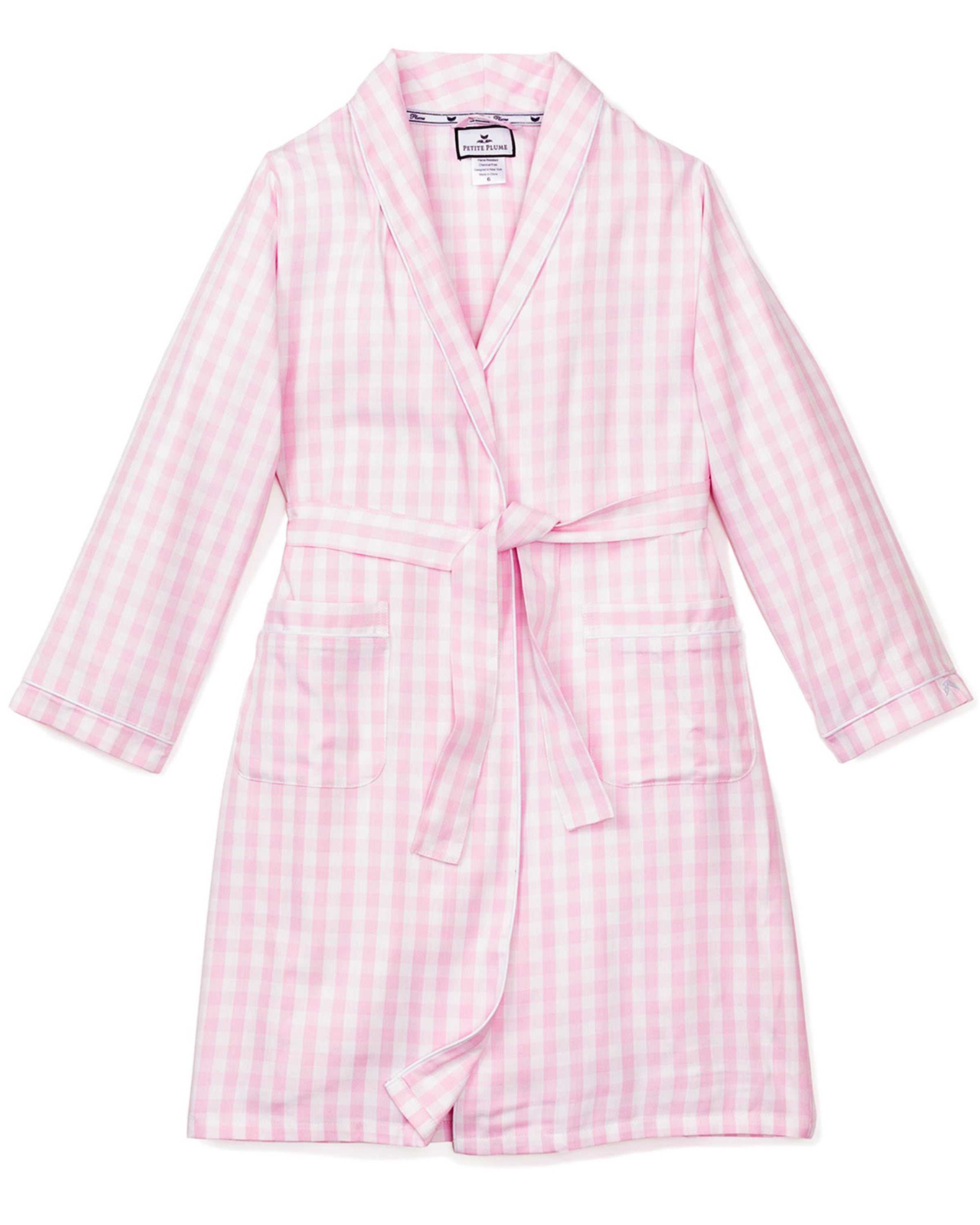 Kid's Twill Robe in Pink Gingham