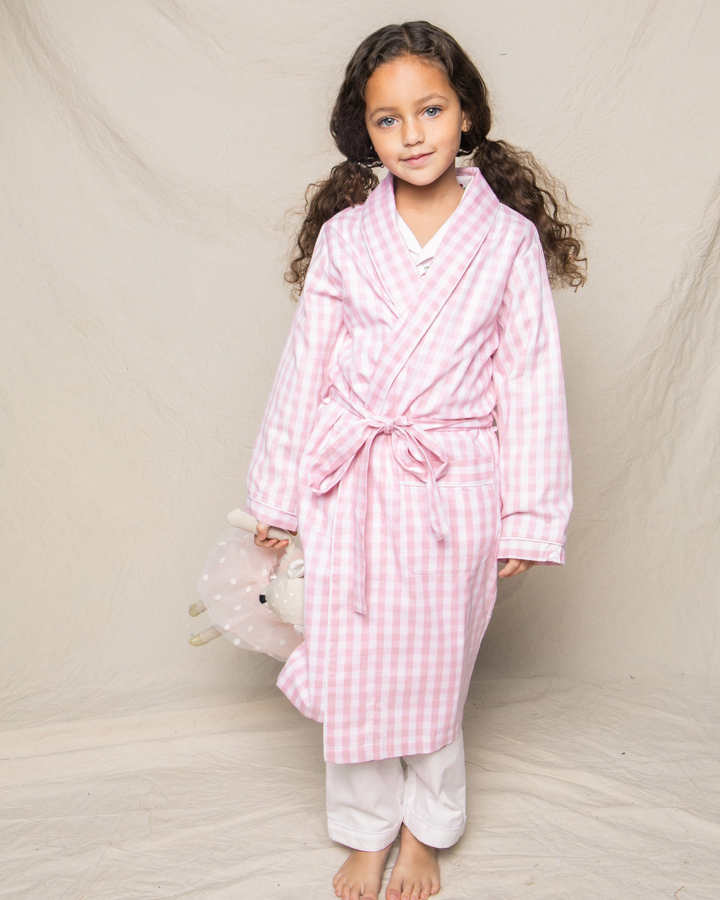 Kid's Twill Robe in Pink Gingham