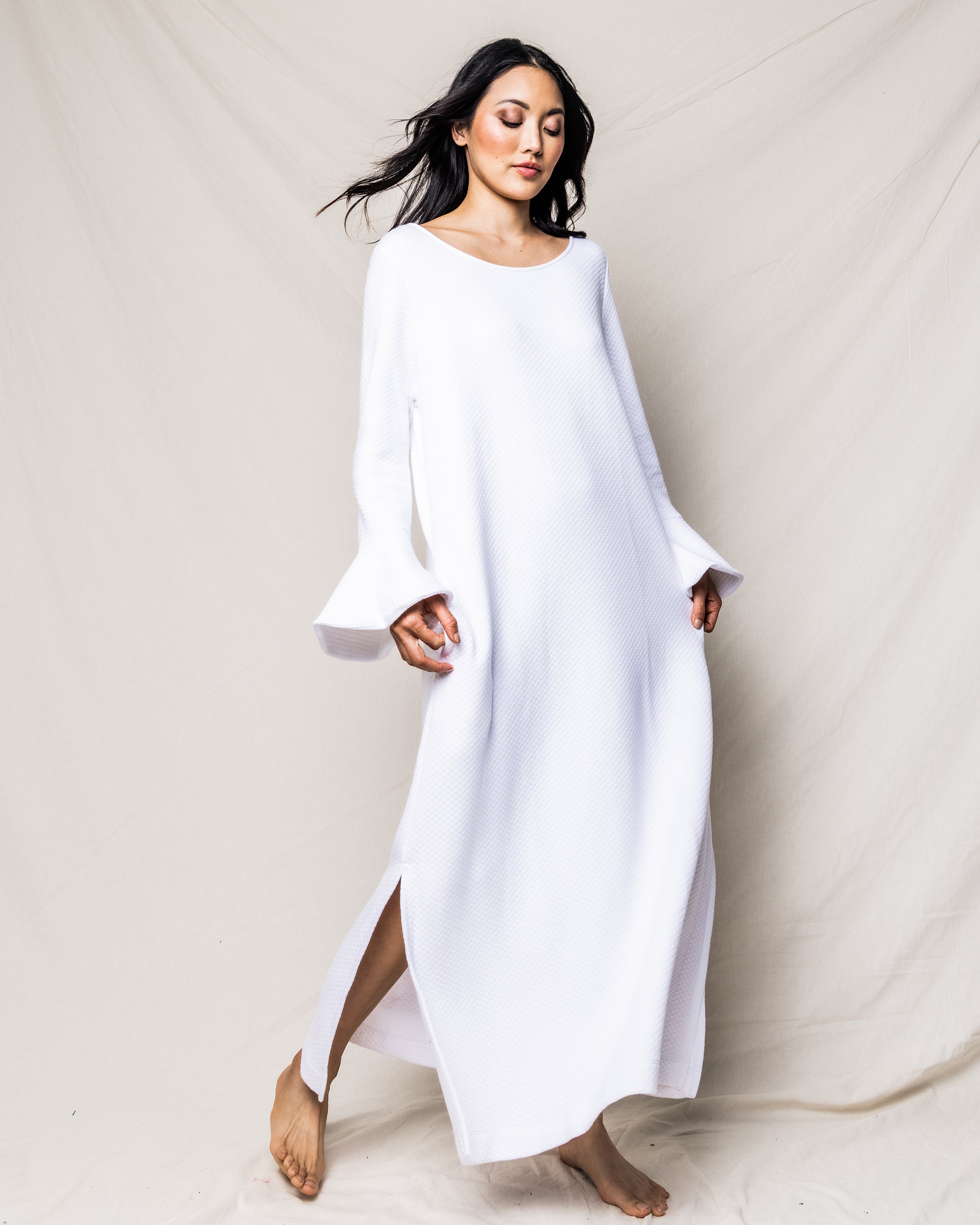 Women's Pima Ophelia Nightgown in White Jacquard