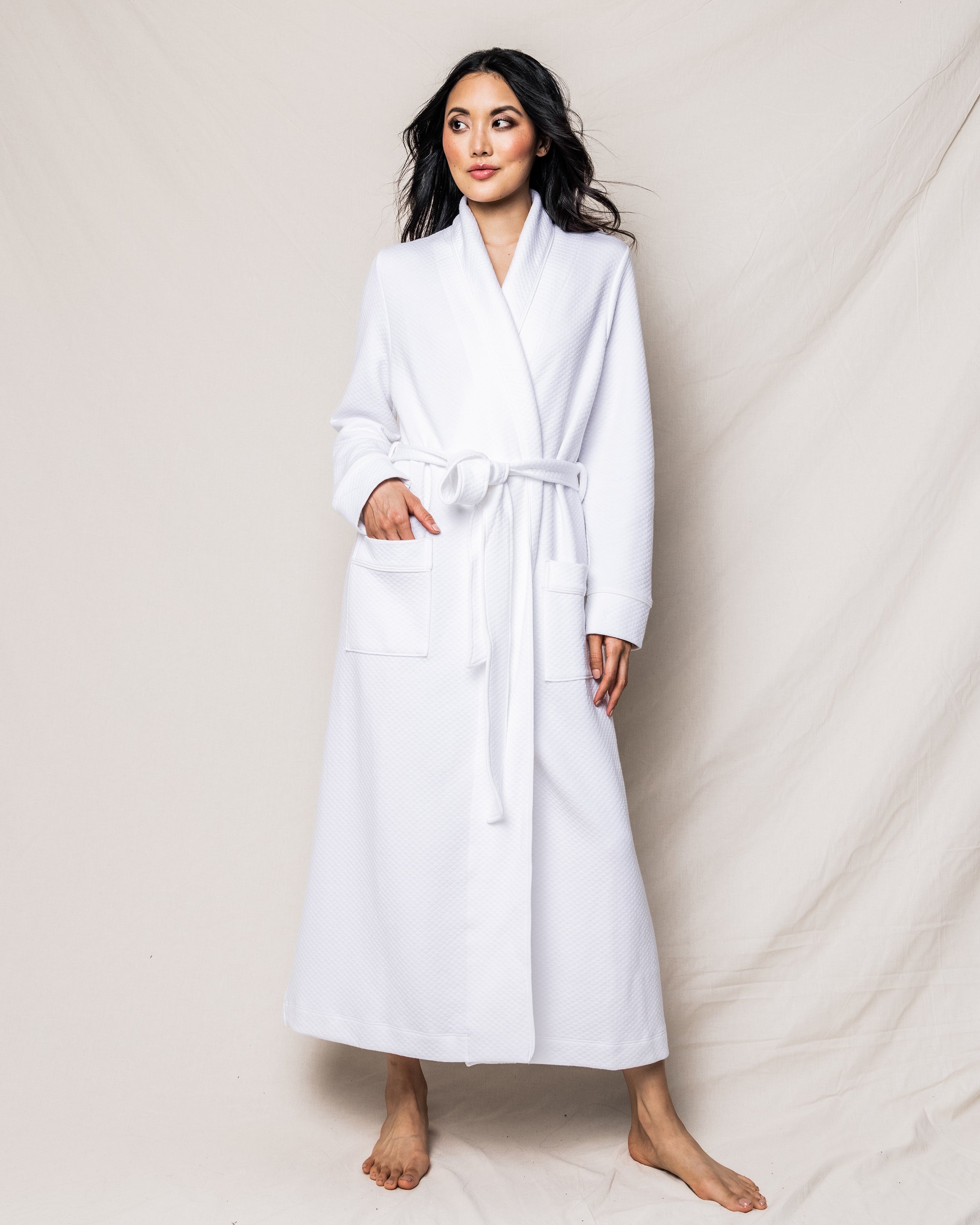 Women's Pima Ophelia Robe in White Jacquard