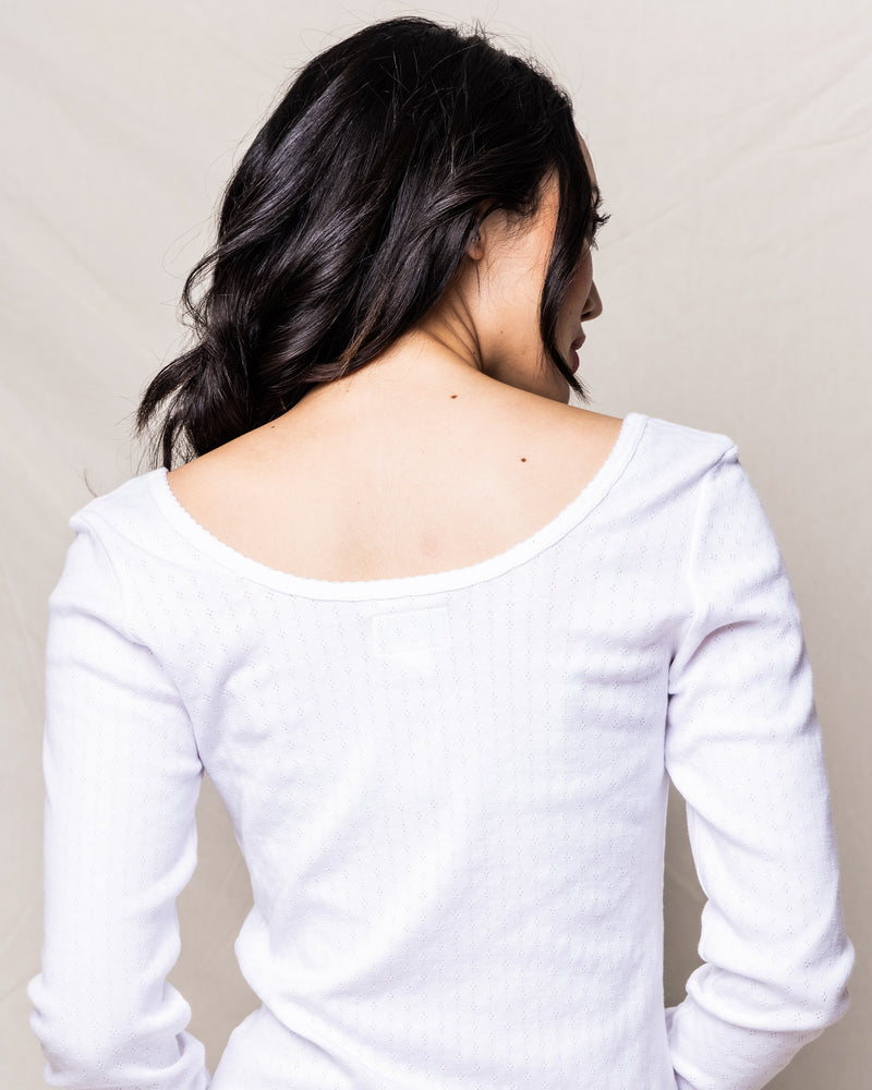 Women's White Pima Cotton Long Sleeve Top