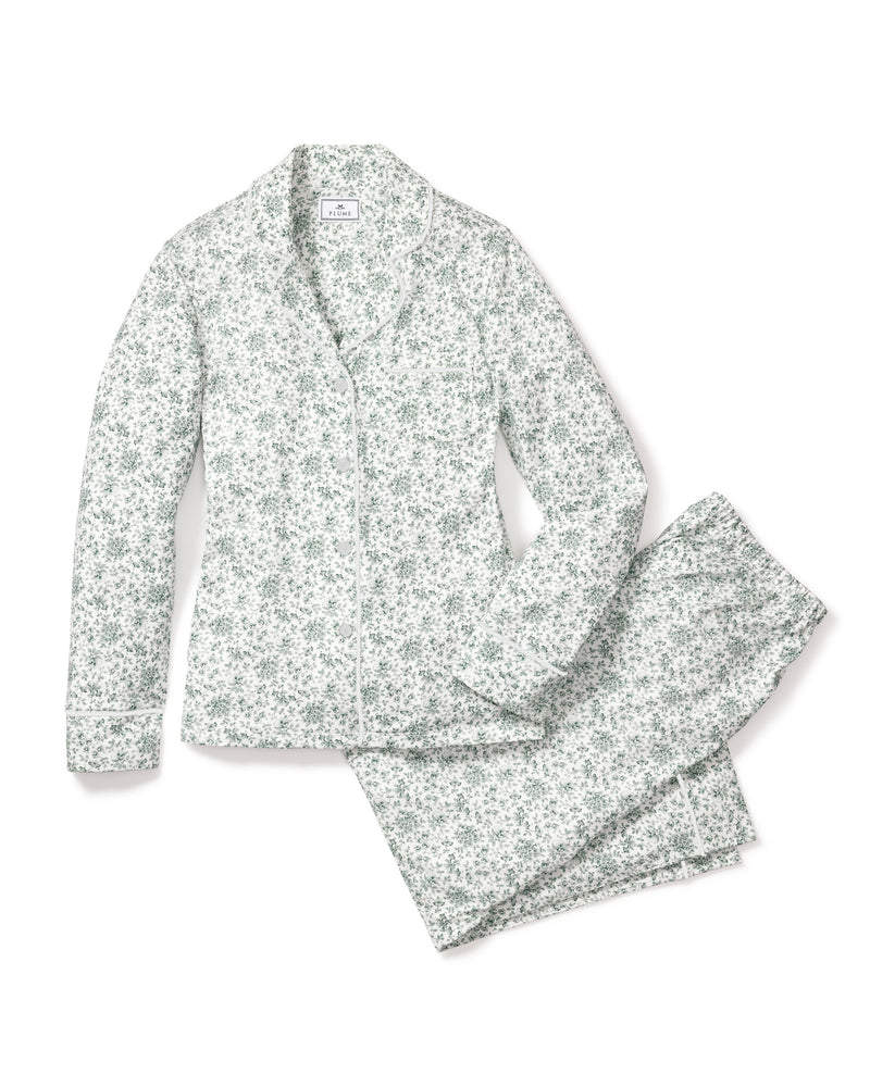 Women's Luxe Pima Pajama Set (Green Floral)