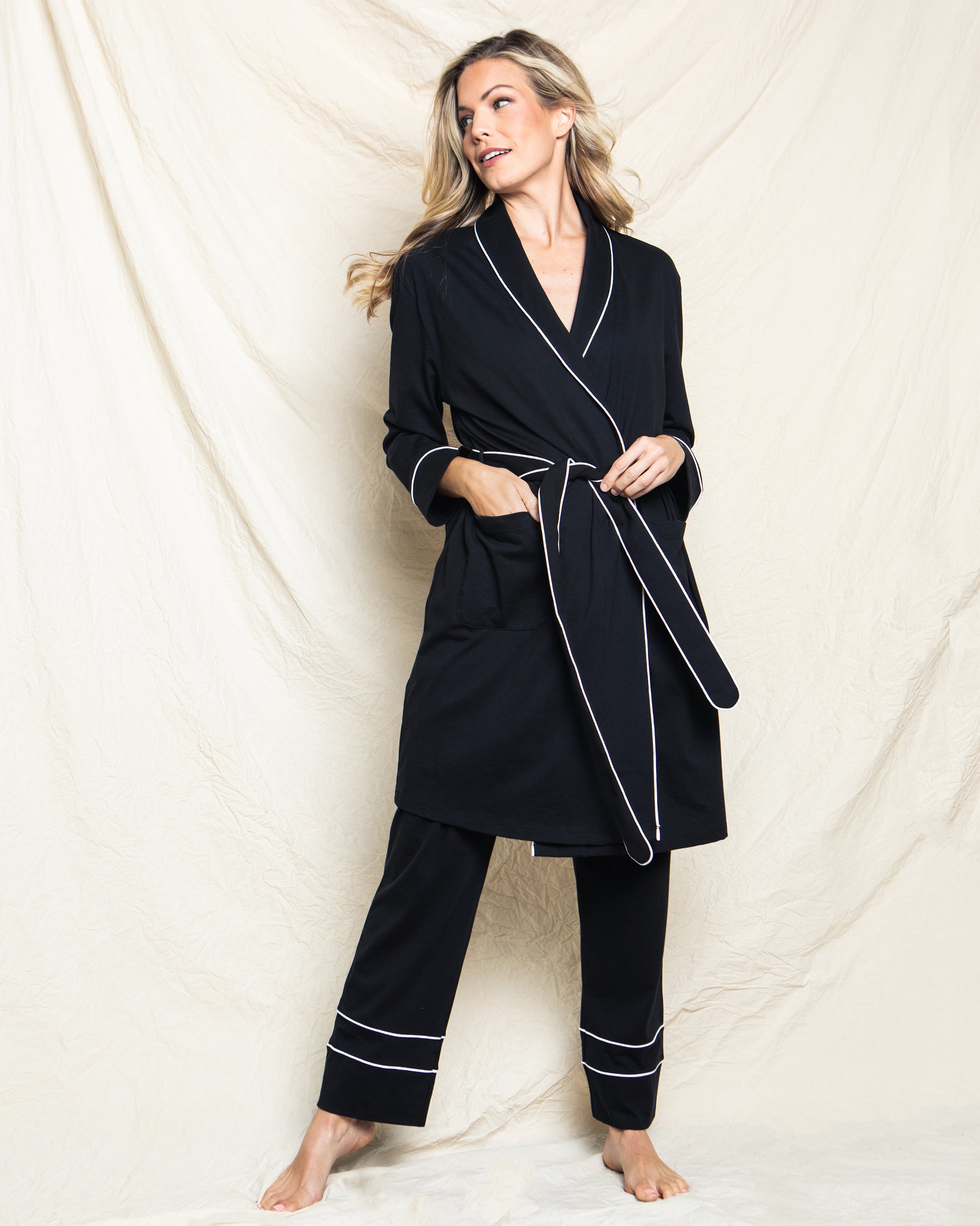 Women's Pima Robe in Black