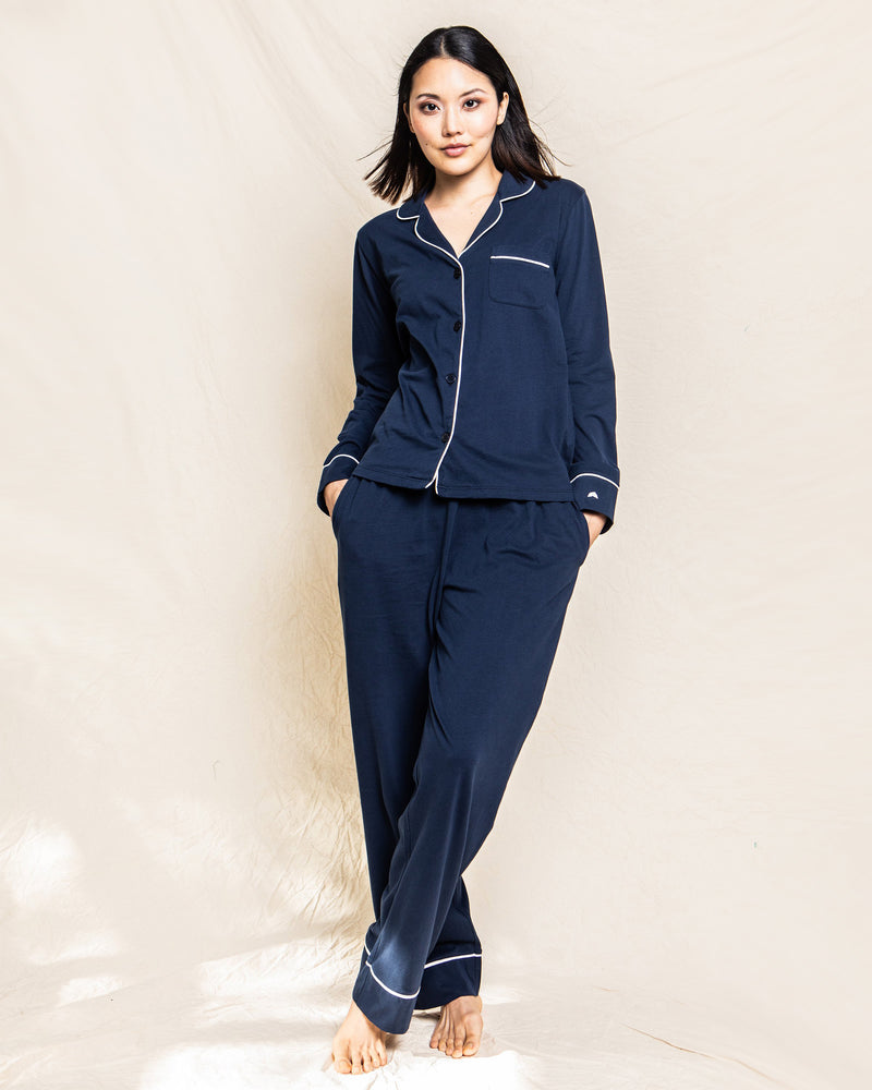 Women's Luxe Pima Cotton Navy Classic Pajama | Petite Plume