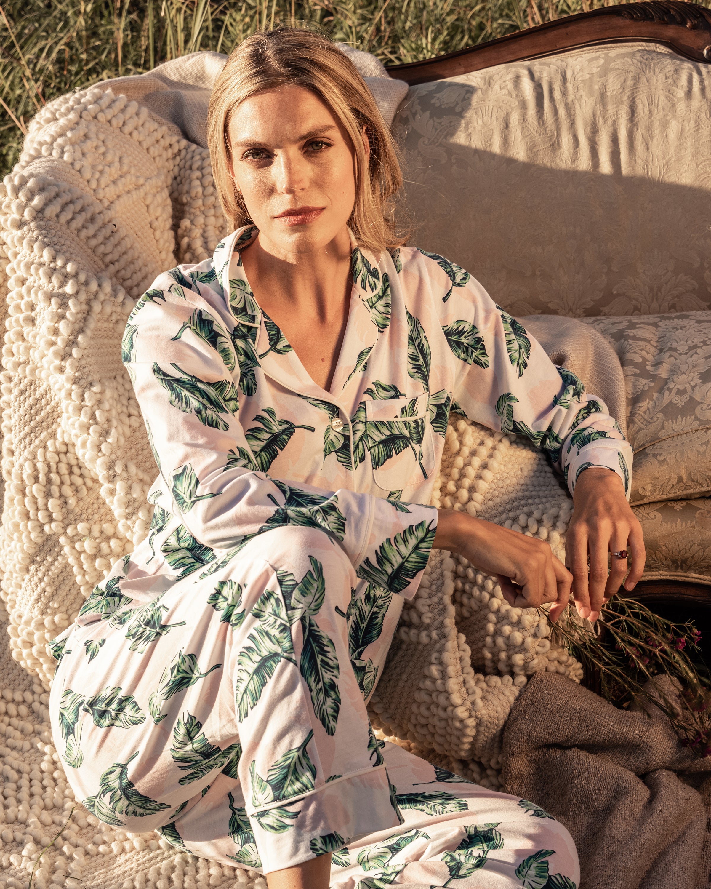 Women's Pima Pajama Set in St. Tropez Palms