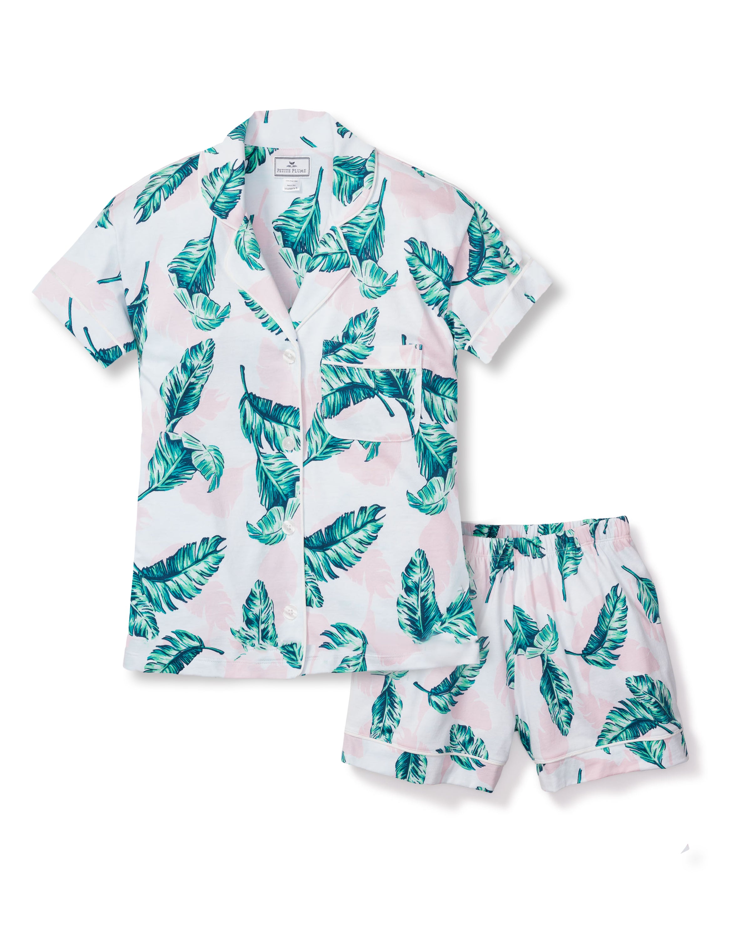 BedHead Pajamas Palm Print Short Sleeve Jersey Knit Cropped Pajama Set