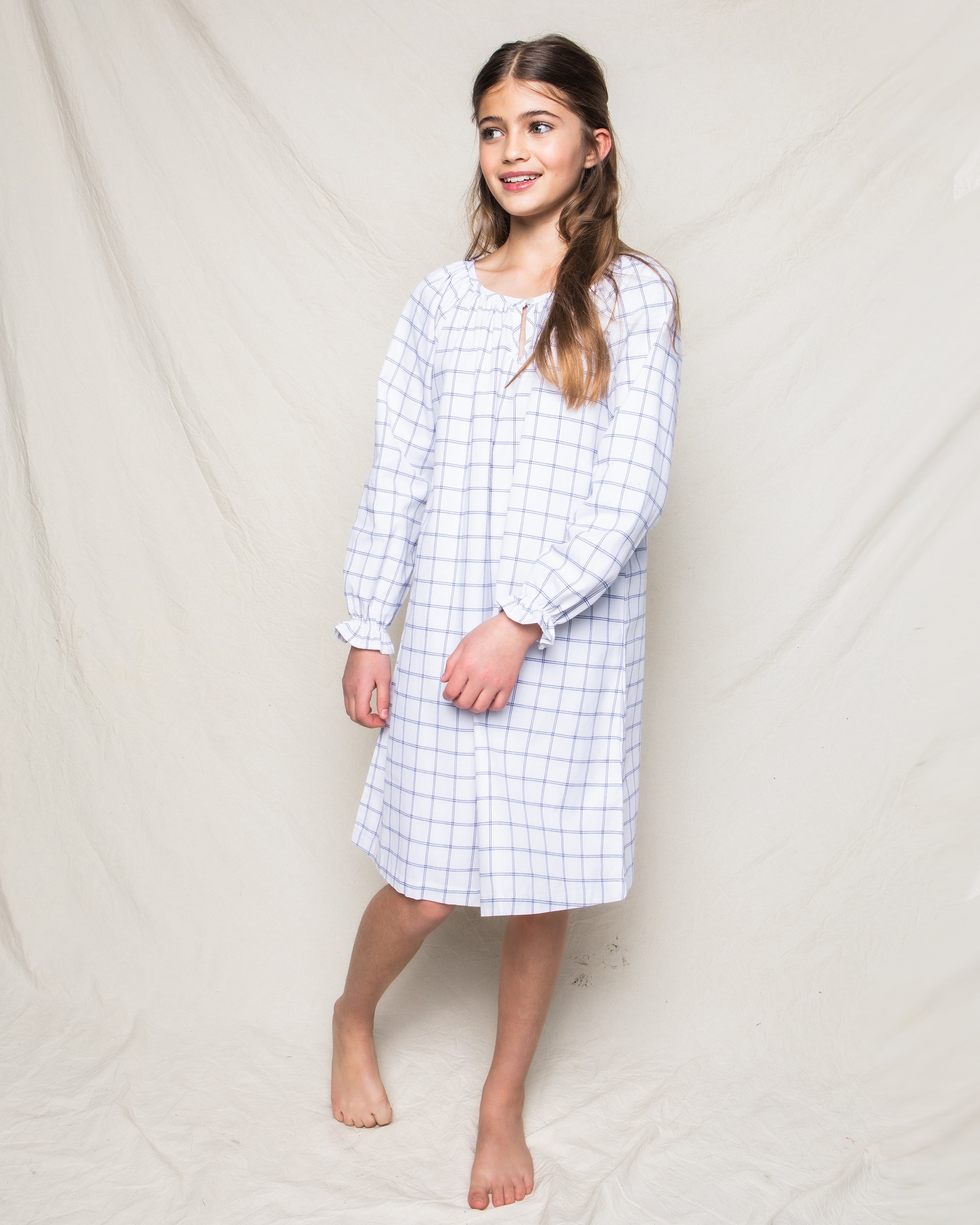 Girl's Twill Delphine Nightgown in Nantucket Tattersall