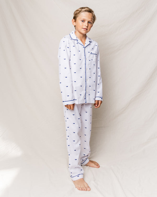 Kid's Twill Pajama Set in Whales