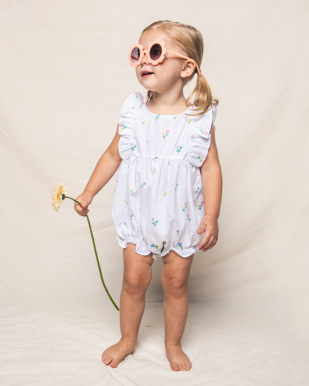 Baby's Twill Ruffled Romper in Tulips – Petite Plume