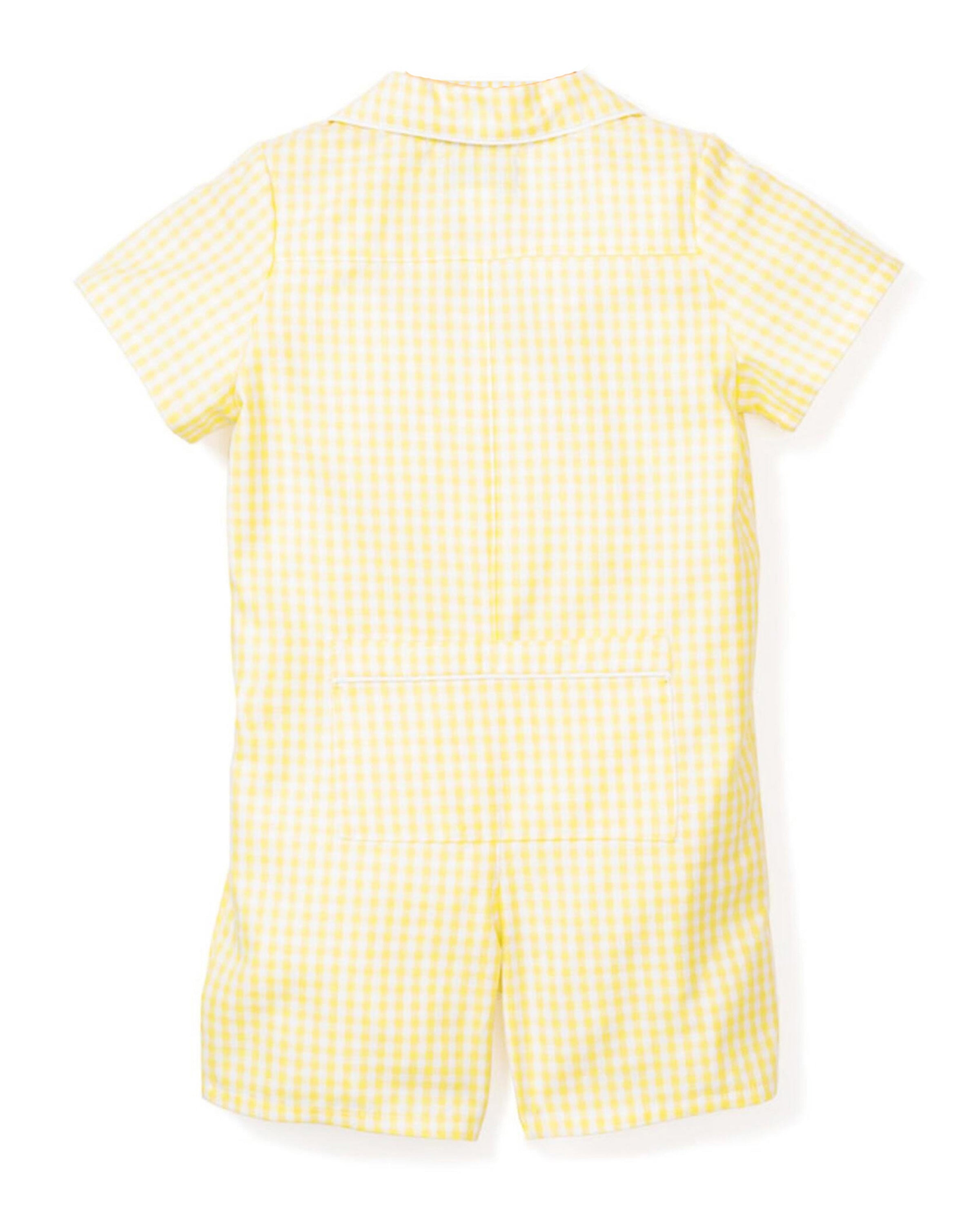 Baby's Twill Summer Romper in Yellow Gingham