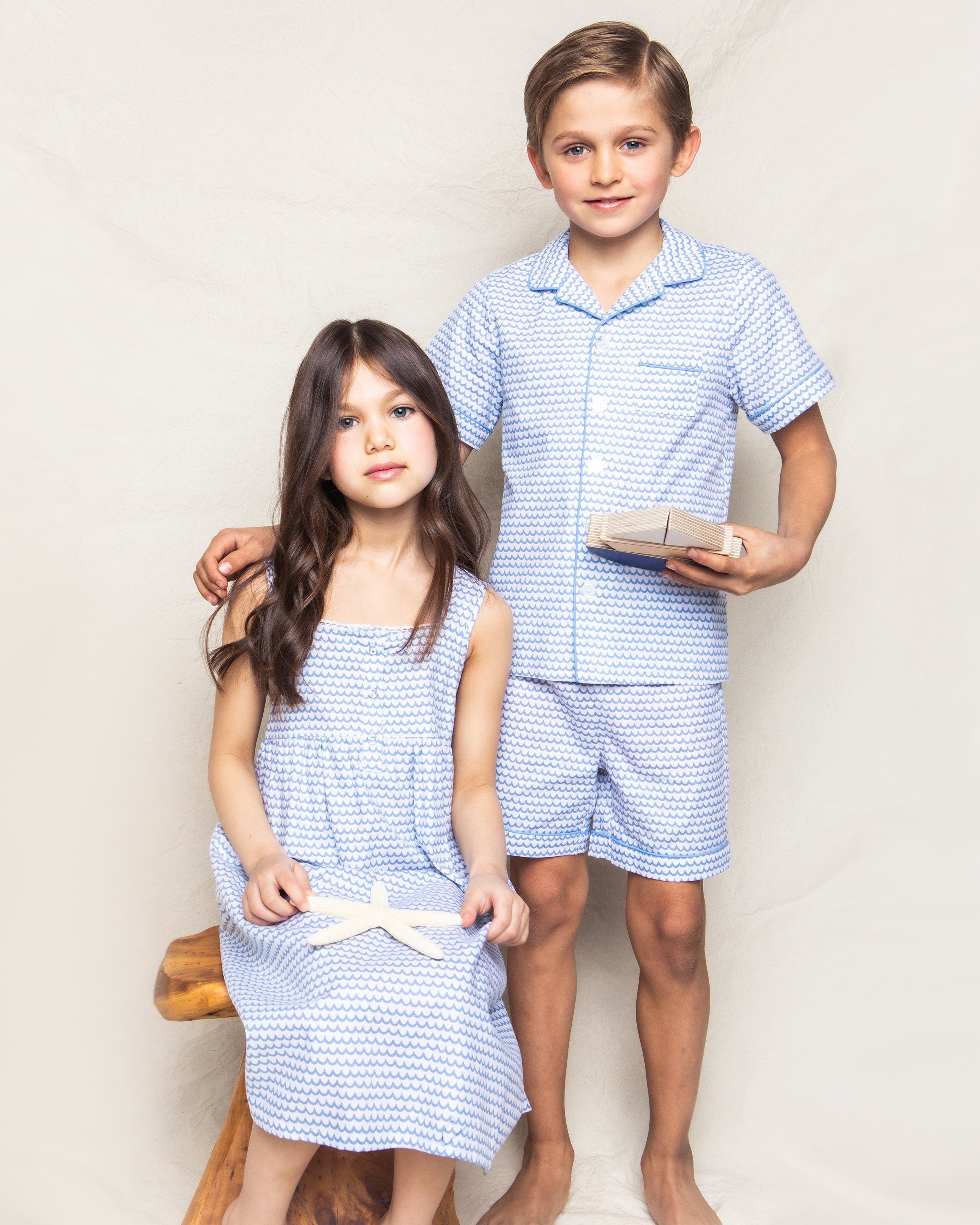 Kid's Twill Pajama Short Set in La Mer